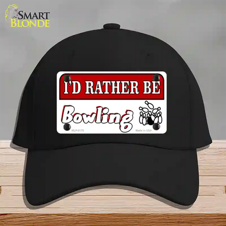 Rather Be Bowling Novelty License Plate Hat Cotton / Black