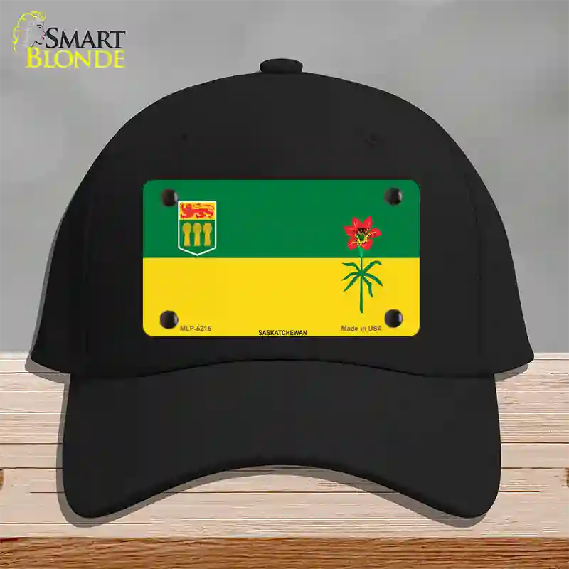 Saskatchewan Flag Novelty License Plate Hat Cotton / Black