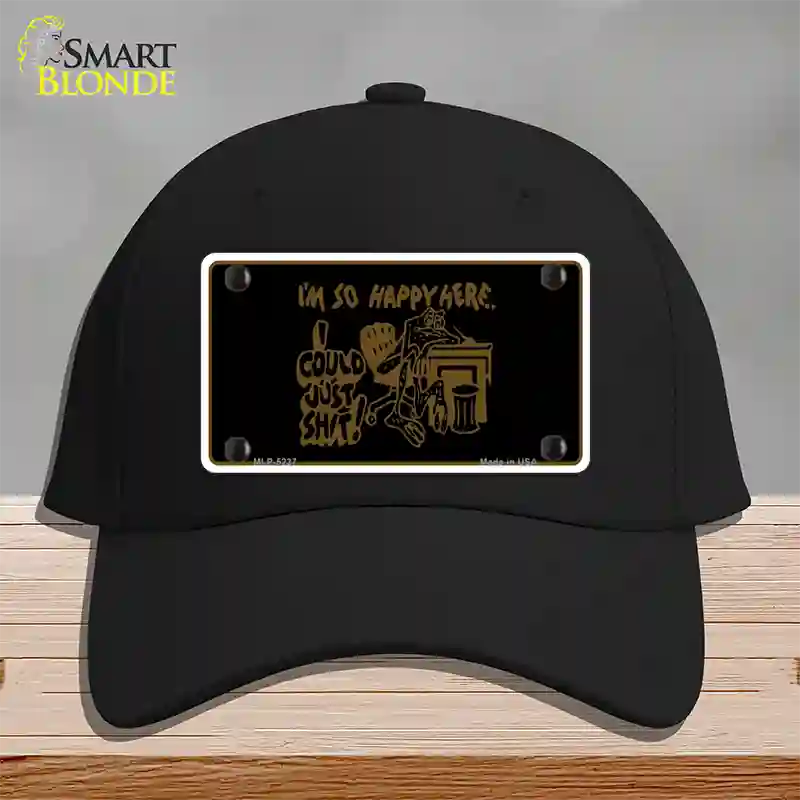 Im So Happy Here Novelty License Plate Hat Cotton / Black