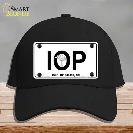 IOP Isle of Palms Novelty License Plate Hat Cotton / Black