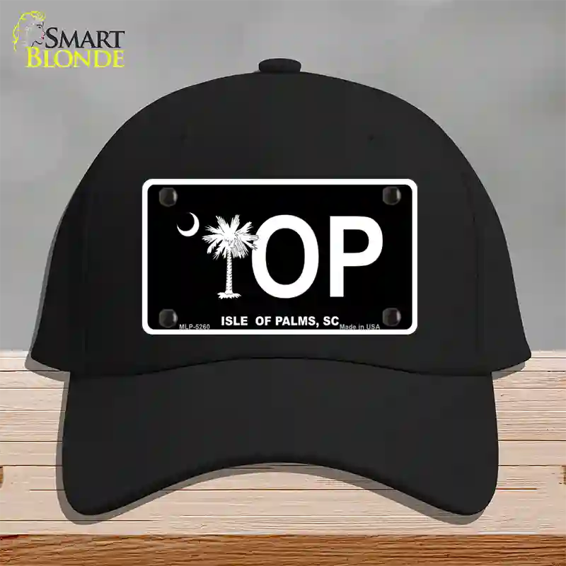 IOP Isle of Palms Black Novelty License Plate Hat Cotton / Black