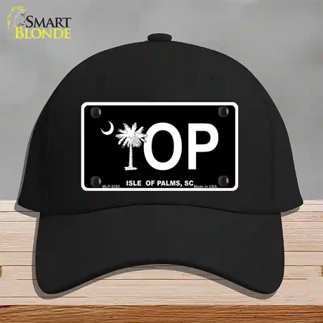 IOP Isle of Palms Black Novelty License Plate Hat Cotton / Black