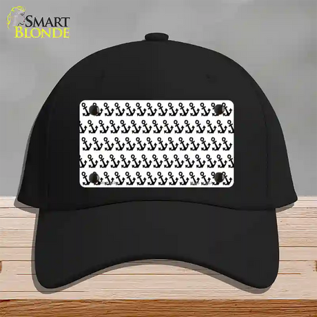 White Black Anchor Novelty License Plate Hat Cotton / Black