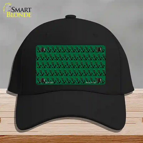 Green Black Anchor Novelty License Plate Hat Cotton / Black