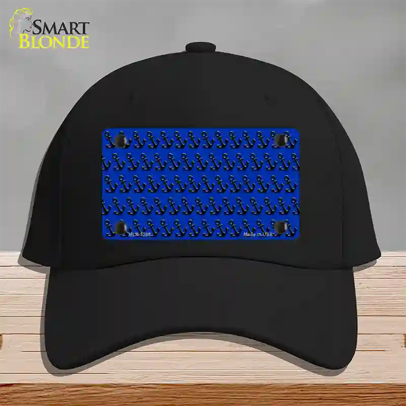 Blue Black Anchor Novelty License Plate Hat Cotton / Black