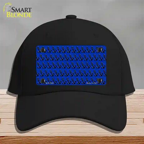 Blue Black Anchor Novelty License Plate Hat Cotton / Black