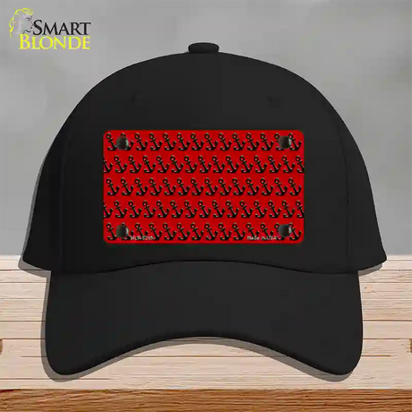 Red Black Anchor Novelty License Plate Hat Cotton / Black