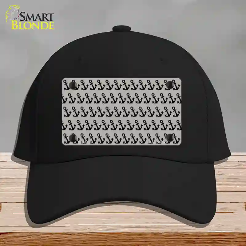 Grey Black Anchor Novelty License Plate Hat Cotton / Black