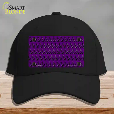 Purple Black Anchor Novelty License Plate Hat Cotton / Black