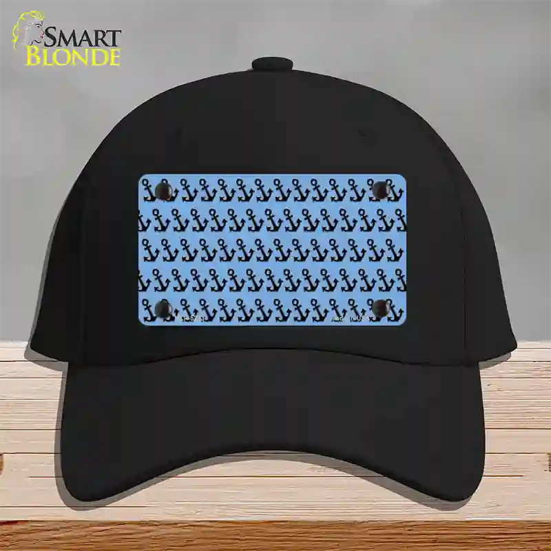 Light Blue Black Anchor Novelty License Plate Hat Cotton / Black