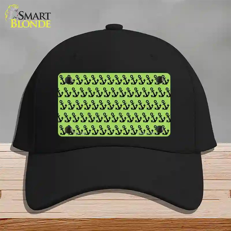 Lime Green Black Anchor Novelty License Plate Hat Cotton / Black