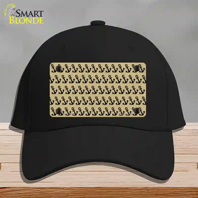 Gold Black Anchor Novelty License Plate Hat Cotton / Black