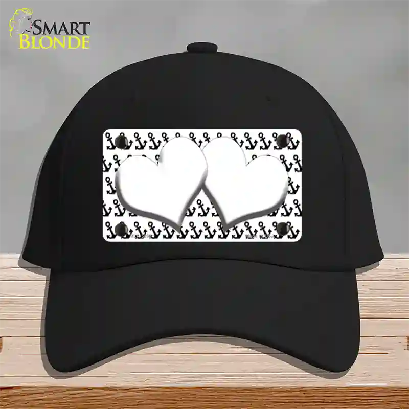 White Black Anchor White Heart Center Novelty License Plate Hat Cotton / Black