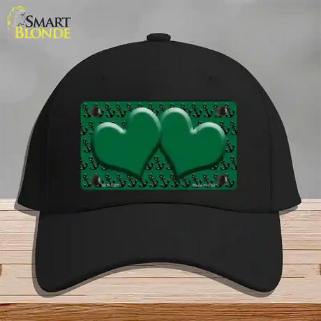 Green Black Anchor Green Heart Center Novelty License Plate Hat Cotton / Black