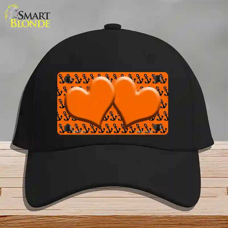 Orange Black Anchor Orange Heart Center Novelty License Plate Hat Cotton / Black