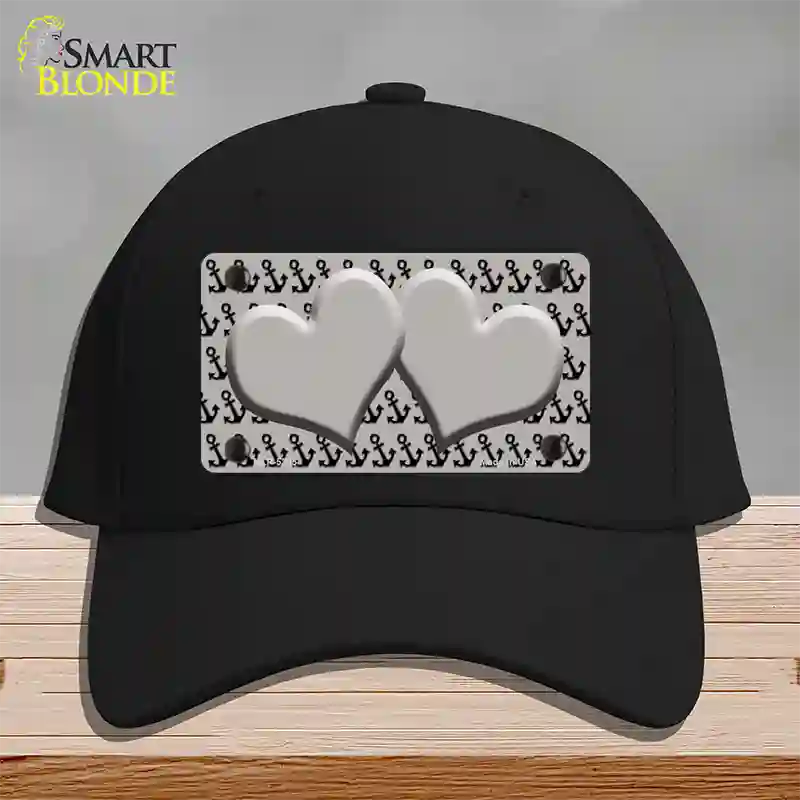 Grey Black Anchor Grey Heart Center Novelty License Plate Hat Cotton / Black