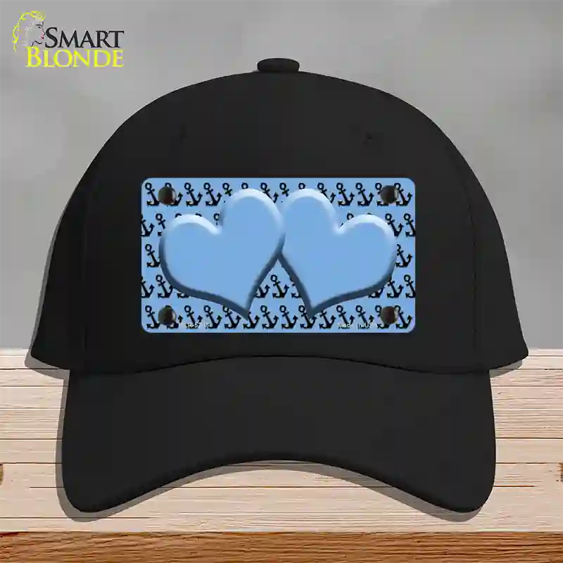 Light Blue Black Anchor Light Blue Heart Center Novelty License Plate Hat Cotton / Black