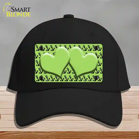 Lime Green Black Anchor Lime Green Heart Center Novelty License Plate Hat Cotton / Black