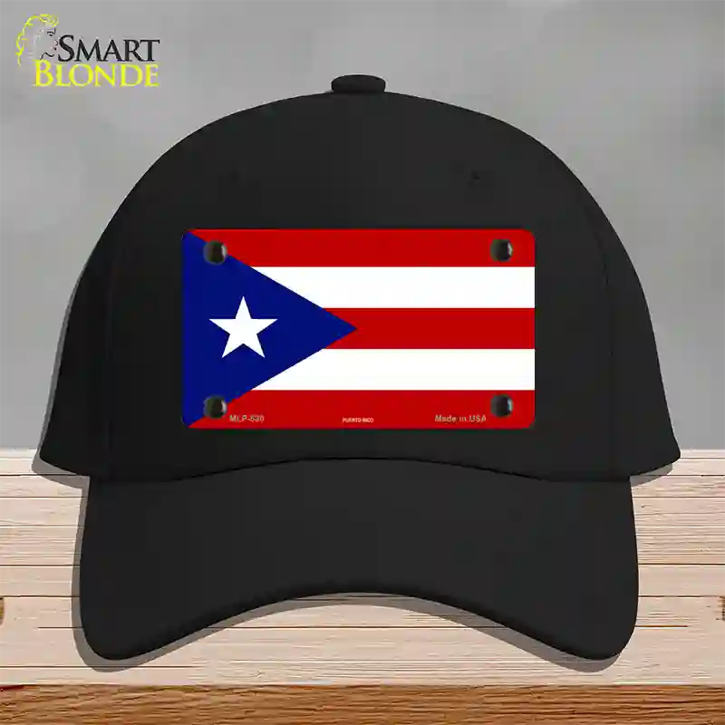 Puerto Rico Flag Novelty License Plate Hat Cotton / Black