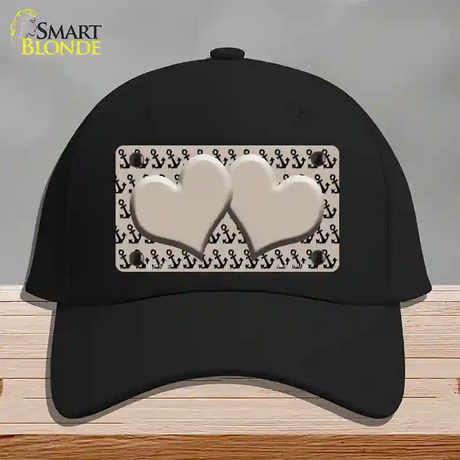 Tan Black Anchor Tan Heart Center Novelty License Plate Hat Cotton / Black