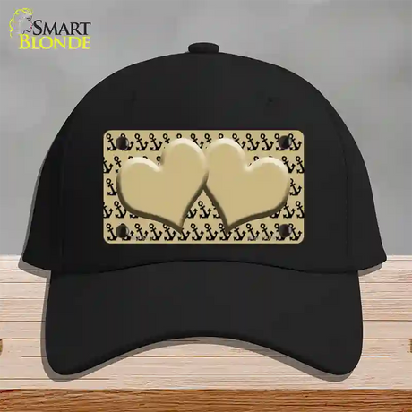 Gold Black Anchor Gold Heart Center Novelty License Plate Hat Cotton / Black