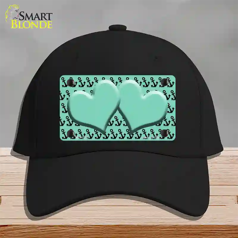 Mint Black Anchor Mint Heart Center Novelty License Plate Hat Cotton / Black