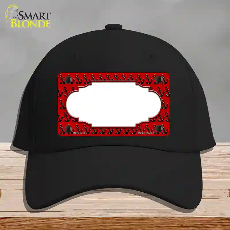 Red Black Anchor Scallop Center Novelty License Plate Hat Cotton / Black