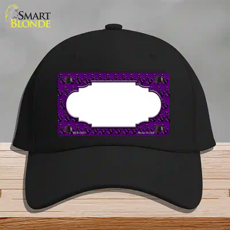 Purple Black Anchor Scallop Center Novelty License Plate Hat Cotton / Black