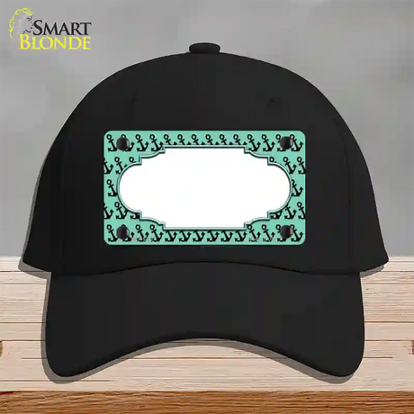 Mint Black Anchor Scallop Center Novelty License Plate Hat Cotton / Black