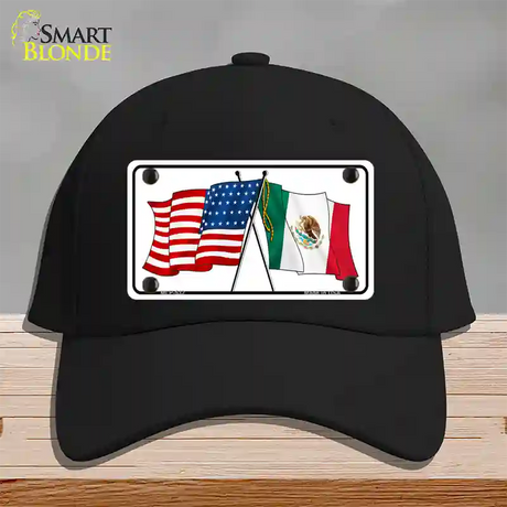 United States Mexico Flag Novelty License Plate Hat Cotton / Black