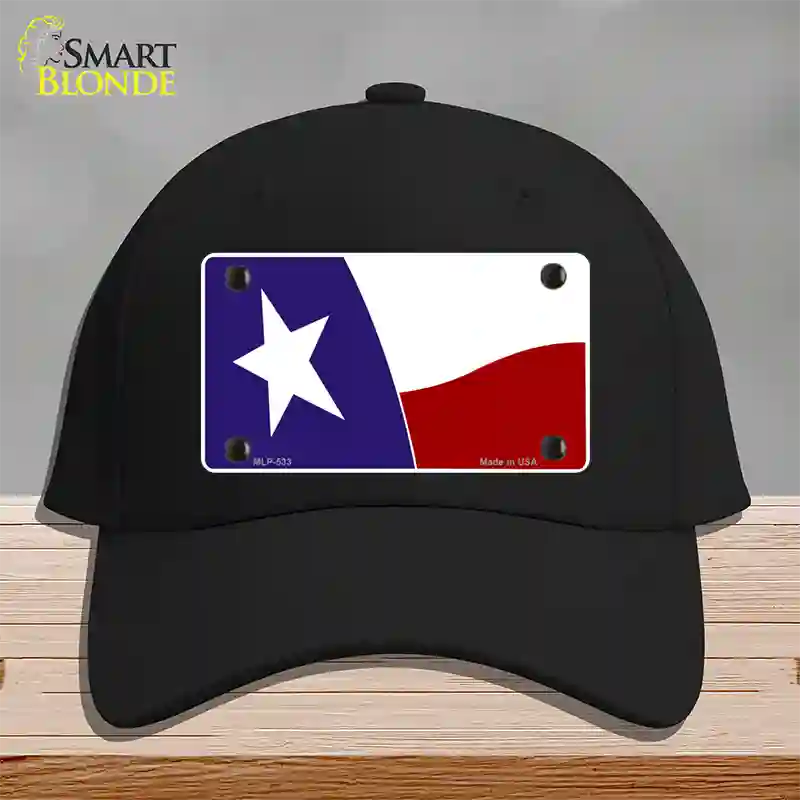 Texas State Flag Waving Novelty License Plate Hat Cotton / Black