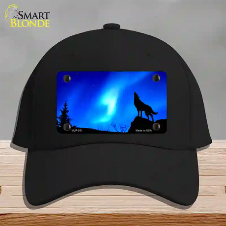 Wolf Howling Novelty License Plate Hat Cotton / Black