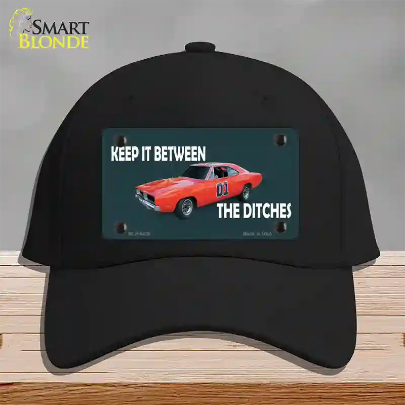 Between The Ditches Novelty License Plate Hat Cotton / Black