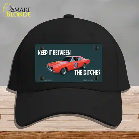 Between The Ditches Novelty License Plate Hat Cotton / Black