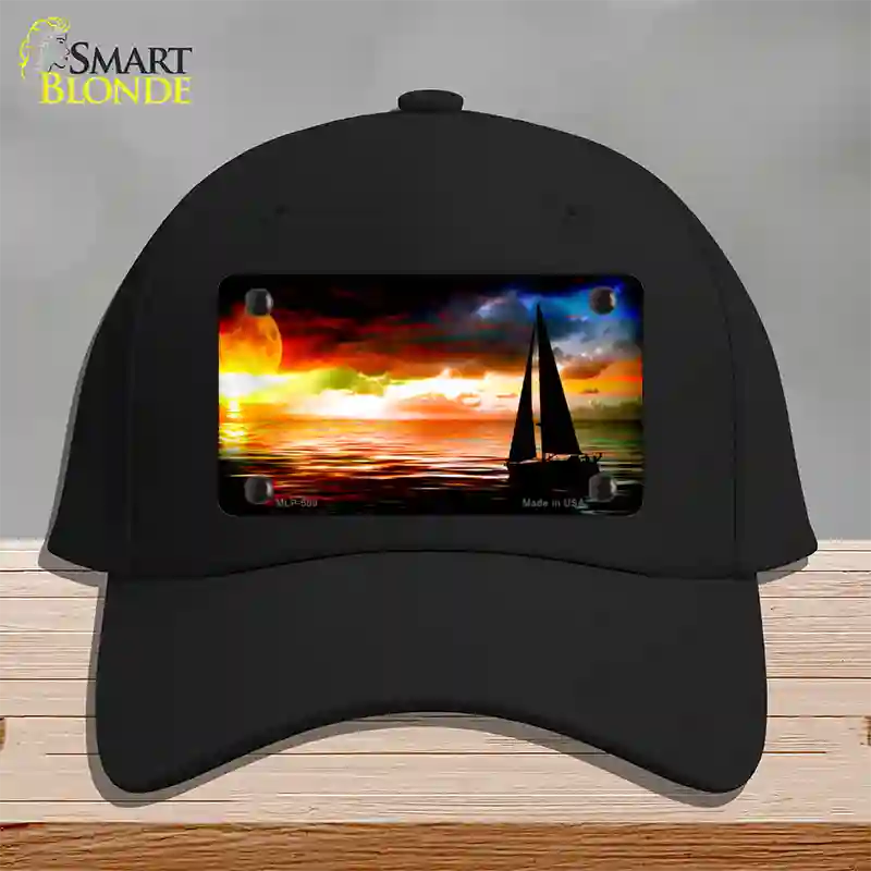 Sailboat Novelty License Plate Hat Cotton / Black