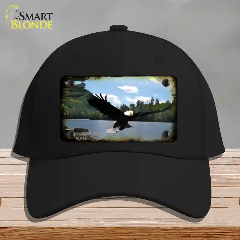 Eagle Over Water Novelty License Plate Hat Cotton / Black