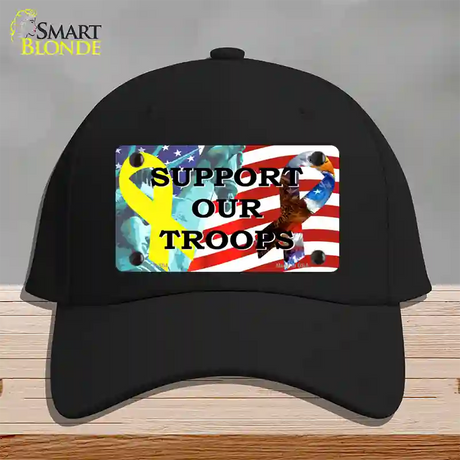 Support Our Troops Ribbon Novelty License Plate Hat Cotton / Black