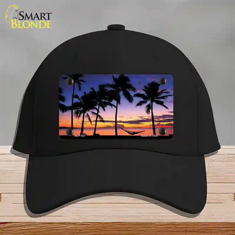 Sunset Hammock Novelty License Plate Hat Cotton / Black