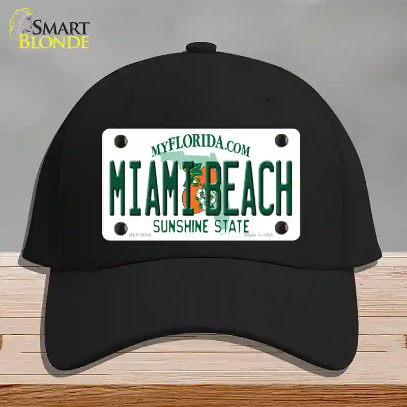 Miami Beach Florida Novelty License Plate Hat Cotton / Black