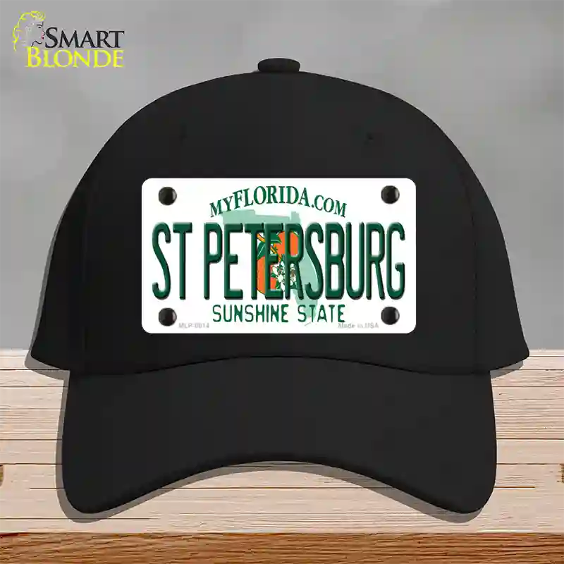 St Petersburg Florida Novelty License Plate Hat Cotton / Black