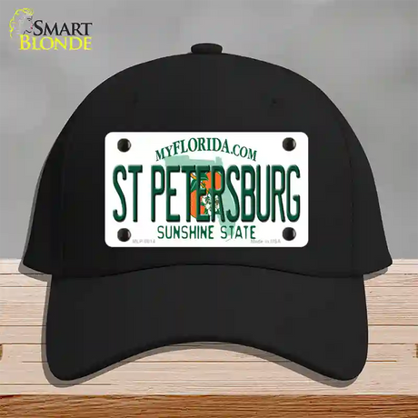 St Petersburg Florida Novelty License Plate Hat Cotton / Black