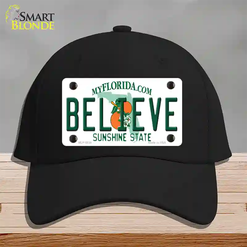 Believe Florida Novelty License Plate Hat Cotton / Black