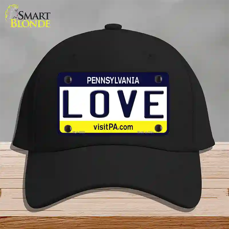 Love Pennsylvania State Novelty License Plate Hat Cotton / Black