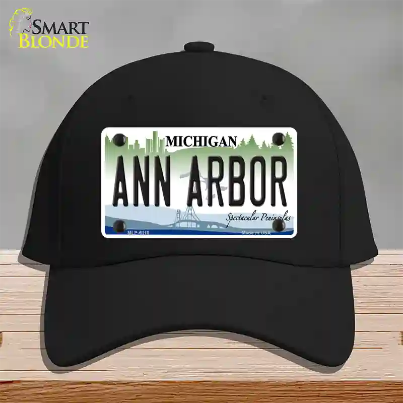 Ann Arbor Michigan Novelty License Plate Hat Cotton / Black