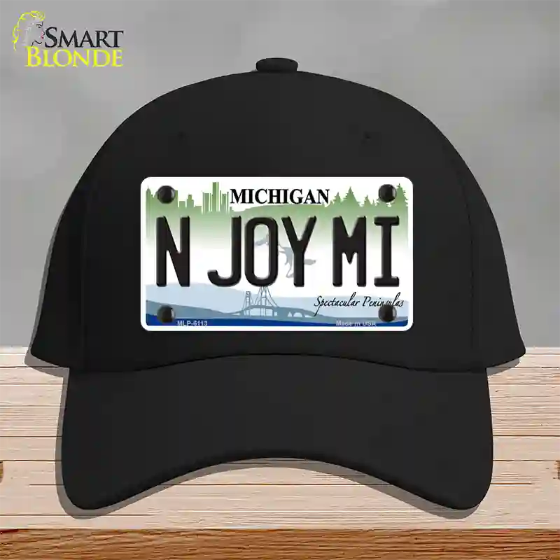 N Joy Mi Michigan Novelty License Plate Hat Cotton / Black