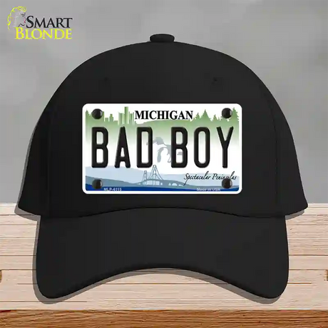 Bad Boy Michigan Novelty License Plate Hat Cotton / Black