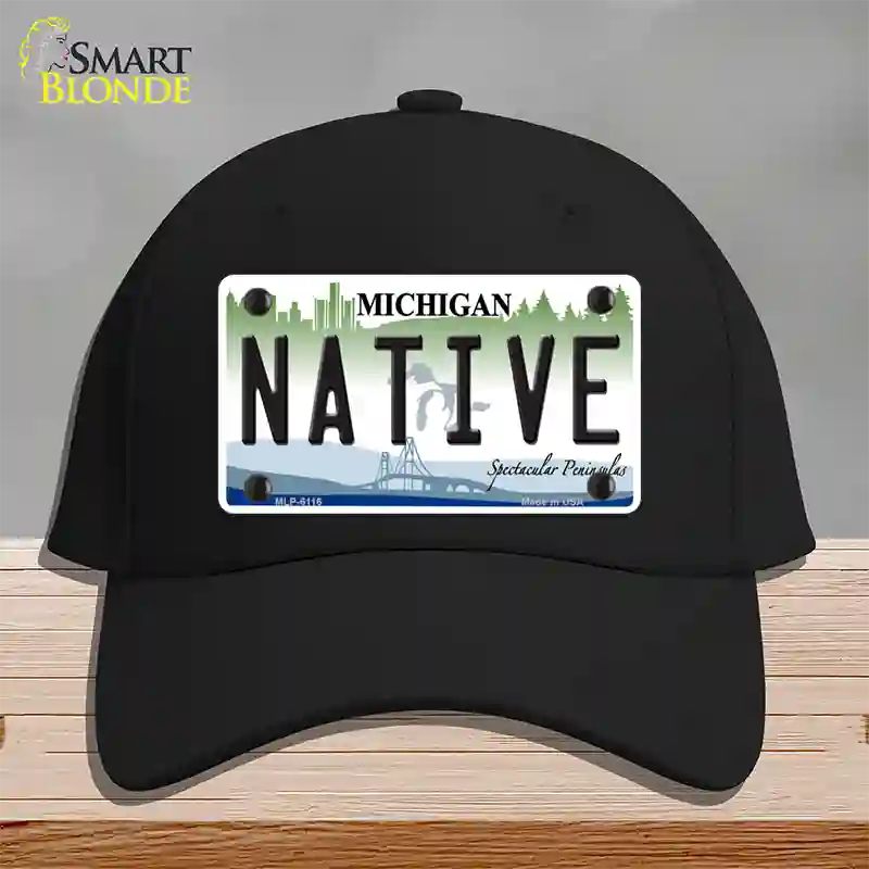 Native Michigan Novelty License Plate Hat Cotton / Black