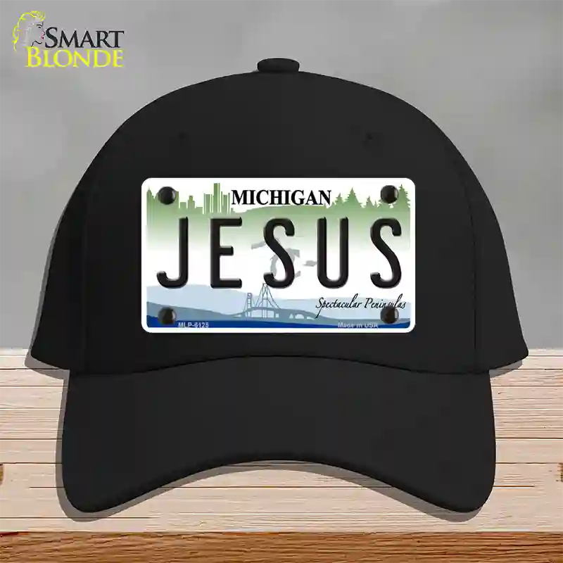 Jesus Michigan Novelty License Plate Hat Cotton / Black