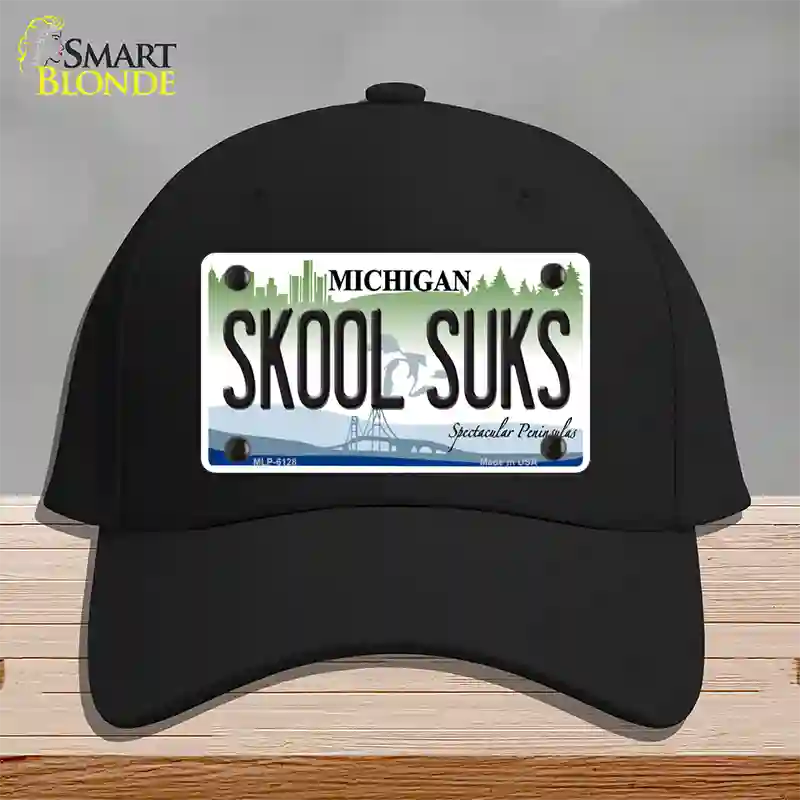 Skool Suks Michigan Novelty License Plate Hat Cotton / Black