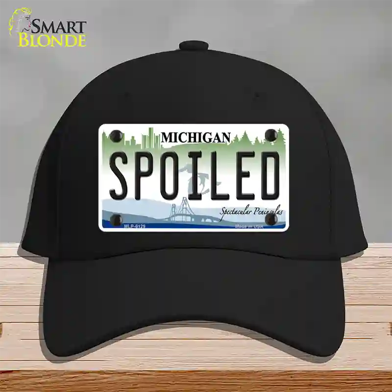 Spoiled Michigan Novelty License Plate Hat Cotton / Black